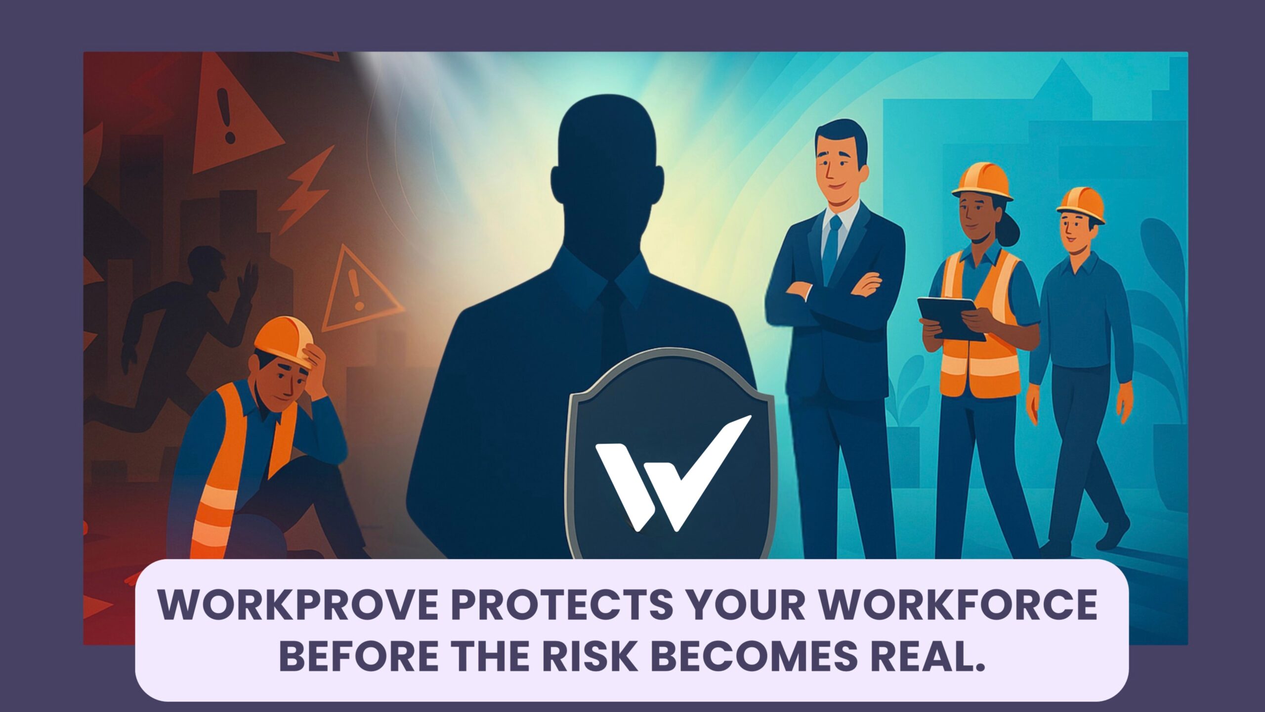 image showing Workprove protecting workers from workplace injuries and risks, symbolising prevention and safety through digital compliance systems.