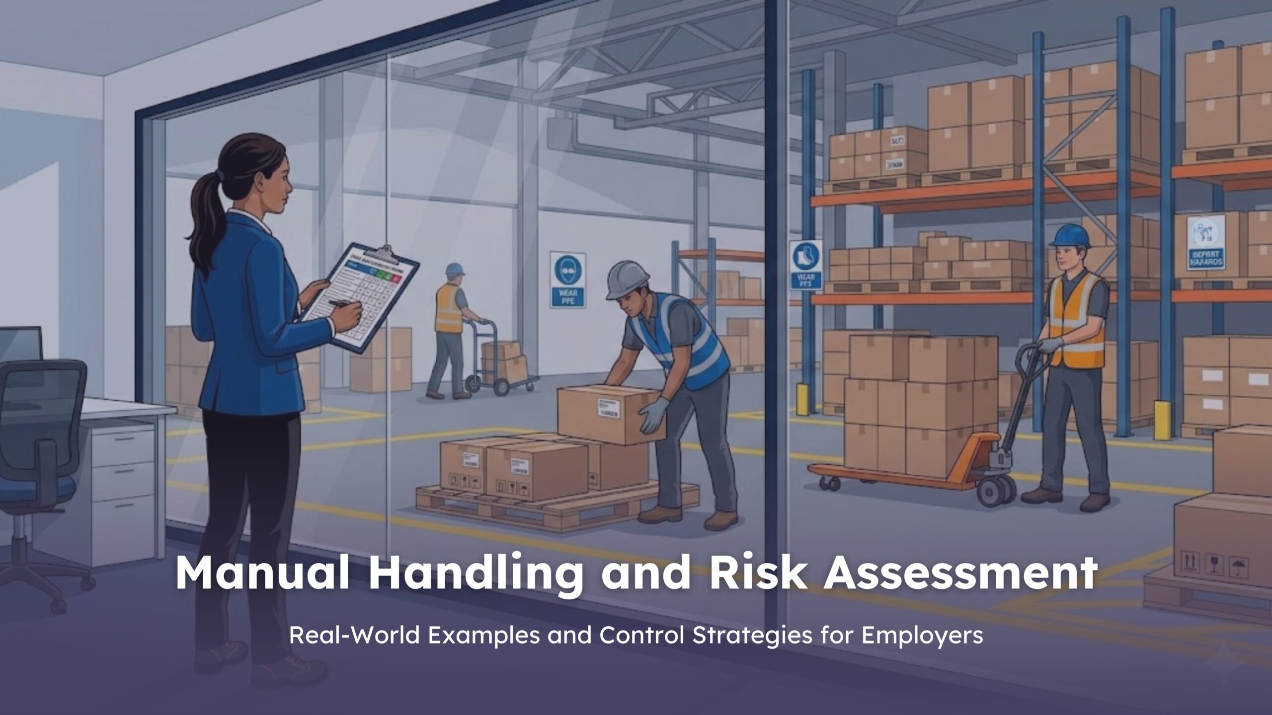 Examples of manual handling boxes being lifted